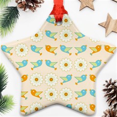 Birds And Daisies Star Ornament (Two Sides)