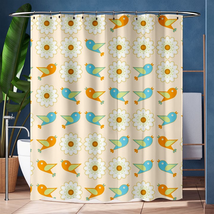 Birds And Daisies Shower Curtain 60  x 72  (Medium) 