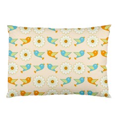 Birds And Daisies Pillow Case (two Sides)