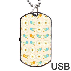 Birds And Daisies Dog Tag USB Flash (One Side)