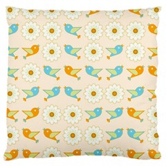 Birds And Daisies Large Cushion Case (Two Sides)