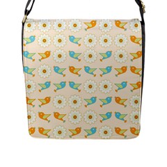 Birds And Daisies Flap Messenger Bag (L) 