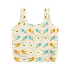 Birds And Daisies Full Print Recycle Bags (m)  by linceazul