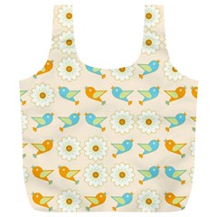 Birds And Daisies Full Print Recycle Bags (L) 