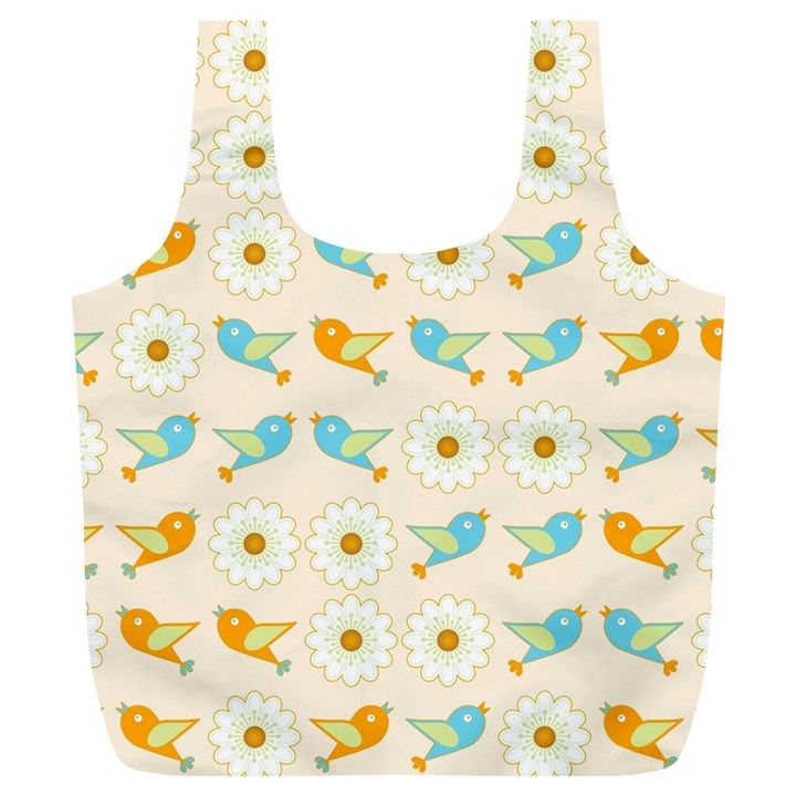 Birds And Daisies Full Print Recycle Bags (L) 