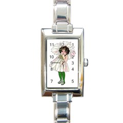 Daisy Vintage Flower Child Cute Funny Floral Little Girl Rectangle Italian Charm Watch by yoursparklingshop