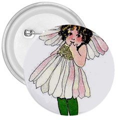 Daisy Vintage Flower Child Cute Funny Floral Little Girl 3  Buttons by yoursparklingshop