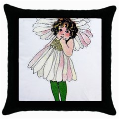 Daisy Vintage Flower Child Cute Funny Floral Little Girl Throw Pillow Case (black) by yoursparklingshop