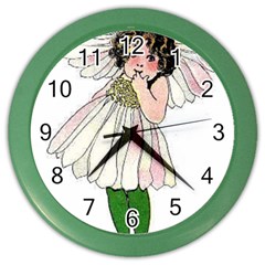 Daisy Vintage Flower Child Cute Funny Floral Little Girl Color Wall Clocks by yoursparklingshop