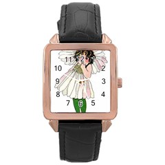 Daisy Vintage Flower Child Cute Funny Floral Little Girl Rose Gold Leather Watch  by yoursparklingshop