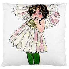 Daisy Vintage Flower Child Cute Funny Floral Little Girl Large Flano Cushion Case (one Side) by yoursparklingshop