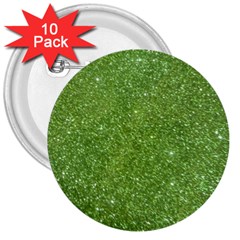 Green Glitter Abstract Texture 3  Buttons (10 Pack)  by dflcprints