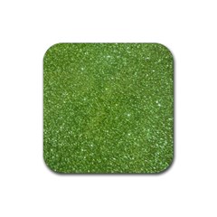 Green Glitter Abstract Texture Rubber Coaster (square)  by dflcprints