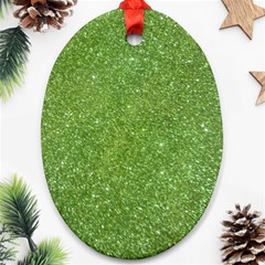 Green Glitter Abstract Texture Oval Ornament (two Sides)