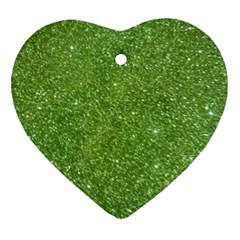 Green Glitter Abstract Texture Heart Ornament (two Sides) by dflcprints