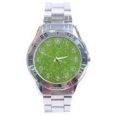 Green Glitter Abstract Texture Stainless Steel Analogue Watch by dflcprints