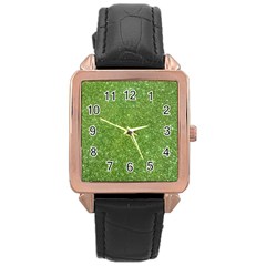 Green Glitter Abstract Texture Rose Gold Leather Watch  by dflcprints