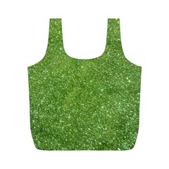 Green Glitter Abstract Texture Full Print Recycle Bags (m)  by dflcprints