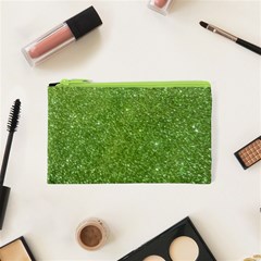 Green Glitter Abstract Texture Cosmetic Bag (xs) by dflcprints