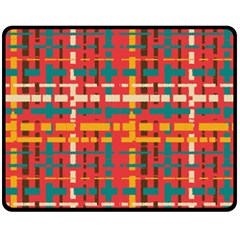 Colorful Line Segments Double Sided Fleece Blanket (medium)  by linceazul