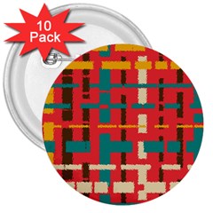 Colorful Line Segments 3  Buttons (10 Pack)  by linceazul