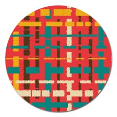 Colorful Line Segments Magnet 5  (round) by linceazul