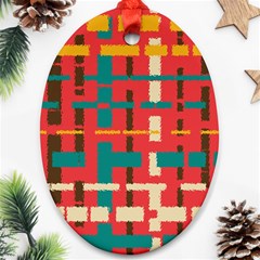 Colorful Line Segments Oval Ornament (two Sides) by linceazul