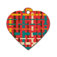 Colorful Line Segments Dog Tag Heart (two Sides) by linceazul