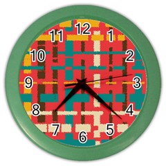 Colorful Line Segments Color Wall Clocks by linceazul