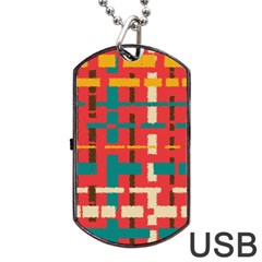 Colorful Line Segments Dog Tag Usb Flash (two Sides) by linceazul