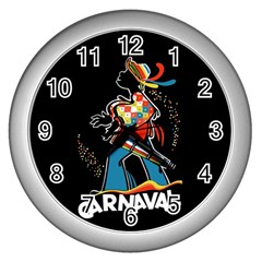 Carnaval  Wall Clocks (silver)  by Valentinaart