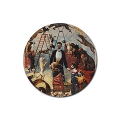 Dog circus Rubber Round Coaster (4 pack) 