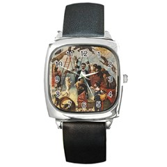 Dog circus Square Metal Watch