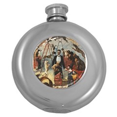 Dog circus Round Hip Flask (5 oz)