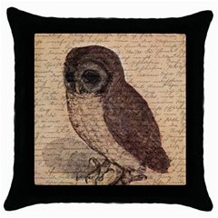 Vintage Owl Throw Pillow Case (black) by Valentinaart