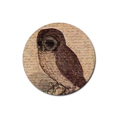 Vintage Owl Rubber Round Coaster (4 Pack)  by Valentinaart