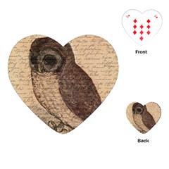 Vintage Owl Playing Cards (heart)  by Valentinaart