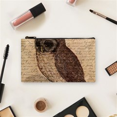 Vintage Owl Cosmetic Bag (small)  by Valentinaart