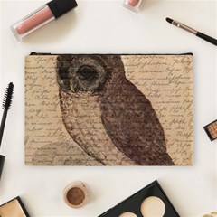 Vintage Owl Cosmetic Bag (large)  by Valentinaart