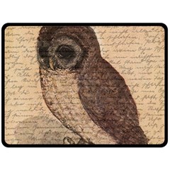 Vintage Owl Fleece Blanket (large)  by Valentinaart