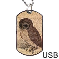 Vintage Owl Dog Tag Usb Flash (one Side) by Valentinaart