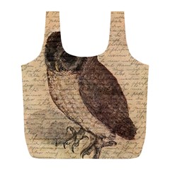 Vintage Owl Full Print Recycle Bags (l)  by Valentinaart