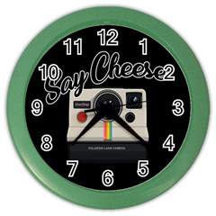 Say Cheese Color Wall Clocks by Valentinaart