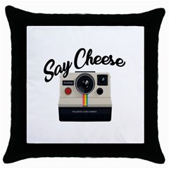 Say Cheese Throw Pillow Case (black) by Valentinaart