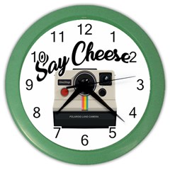 Say Cheese Color Wall Clocks by Valentinaart