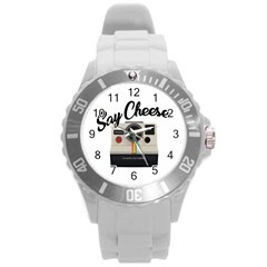 Say Cheese Round Plastic Sport Watch (l) by Valentinaart