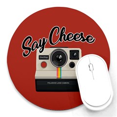 Say Cheese Round Mousepads by Valentinaart