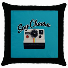 Say Cheese Throw Pillow Case (black) by Valentinaart