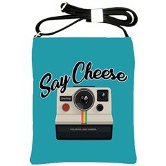 Say Cheese Shoulder Sling Bags by Valentinaart