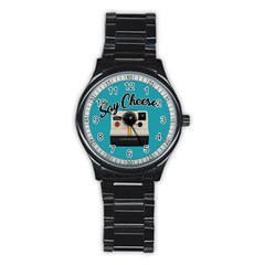 Say Cheese Stainless Steel Round Watch by Valentinaart